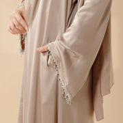 Satin Abaya With Matching Belt Made Of Diamond Tassel (ABA010)